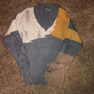 she and sky oversized distressed sweater